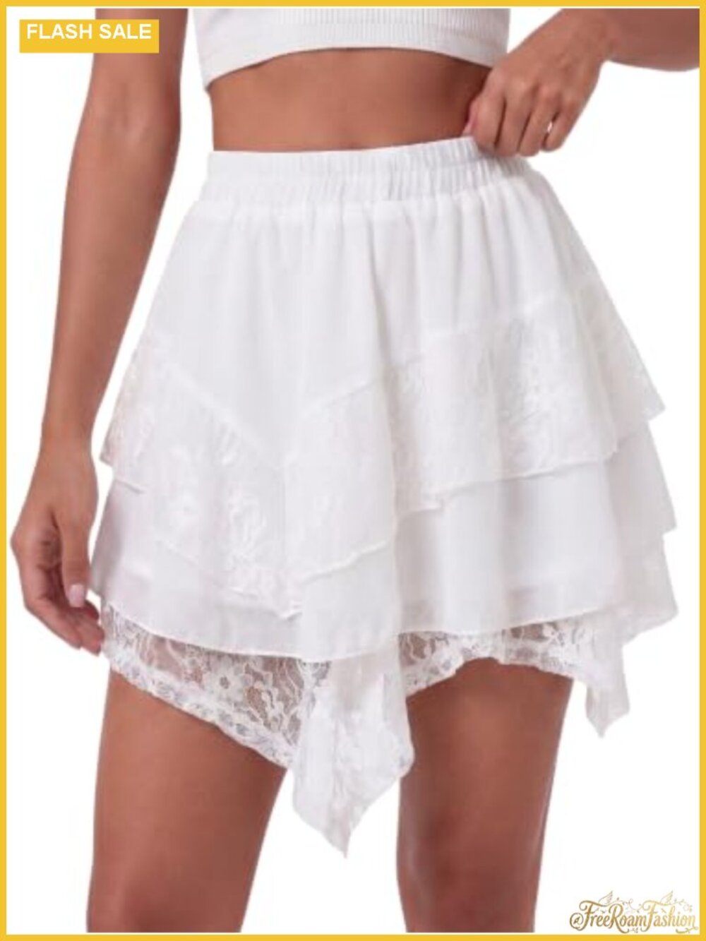 Women's Gothic Lace Ruffle Mini Skirt with Built-in Shorts
